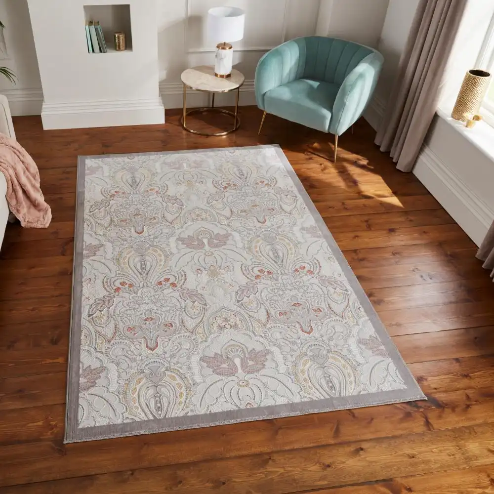 Laurence Llewelyn-Bowen Damask Pearl Rug - Image 3