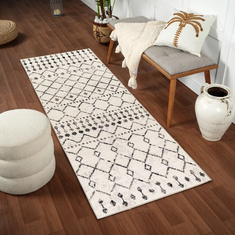 Leonor Berber Geometric Light Grey Rug - Image 7
