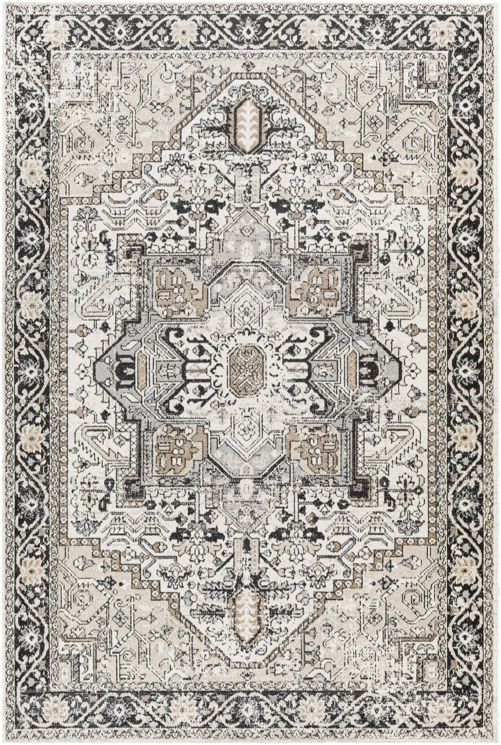 Liana Machine Washable Oriental Boho Beige Rug - Image 3