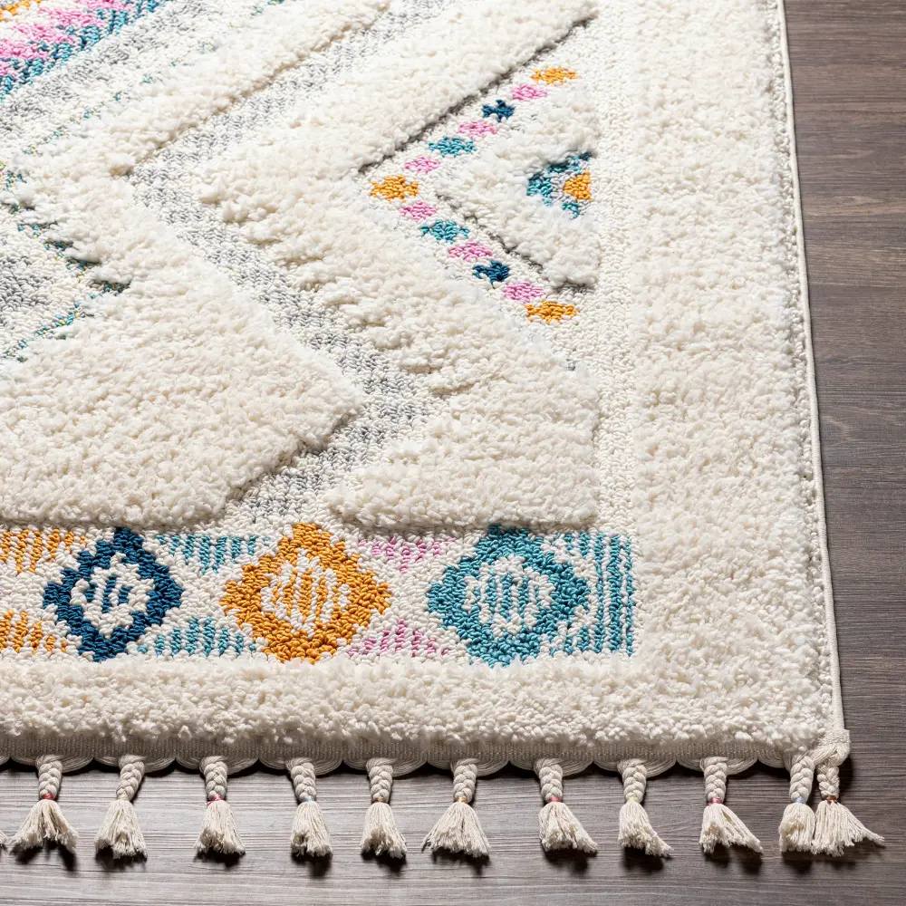 Lilo Shaggy Modern Boho Plush Pile Ivory Rug - Image 2