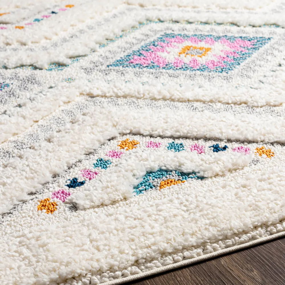 Lilo Shaggy Modern Boho Plush Pile Ivory Rug - Image 4