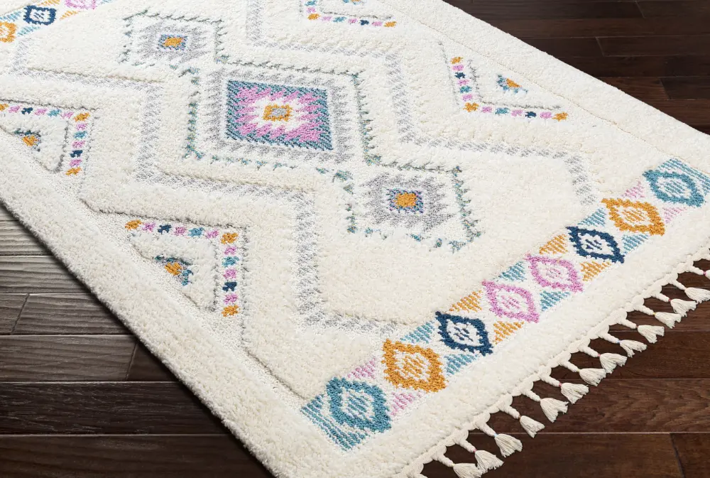 Lilo Shaggy Modern Boho Plush Pile Ivory Rug - Image 5