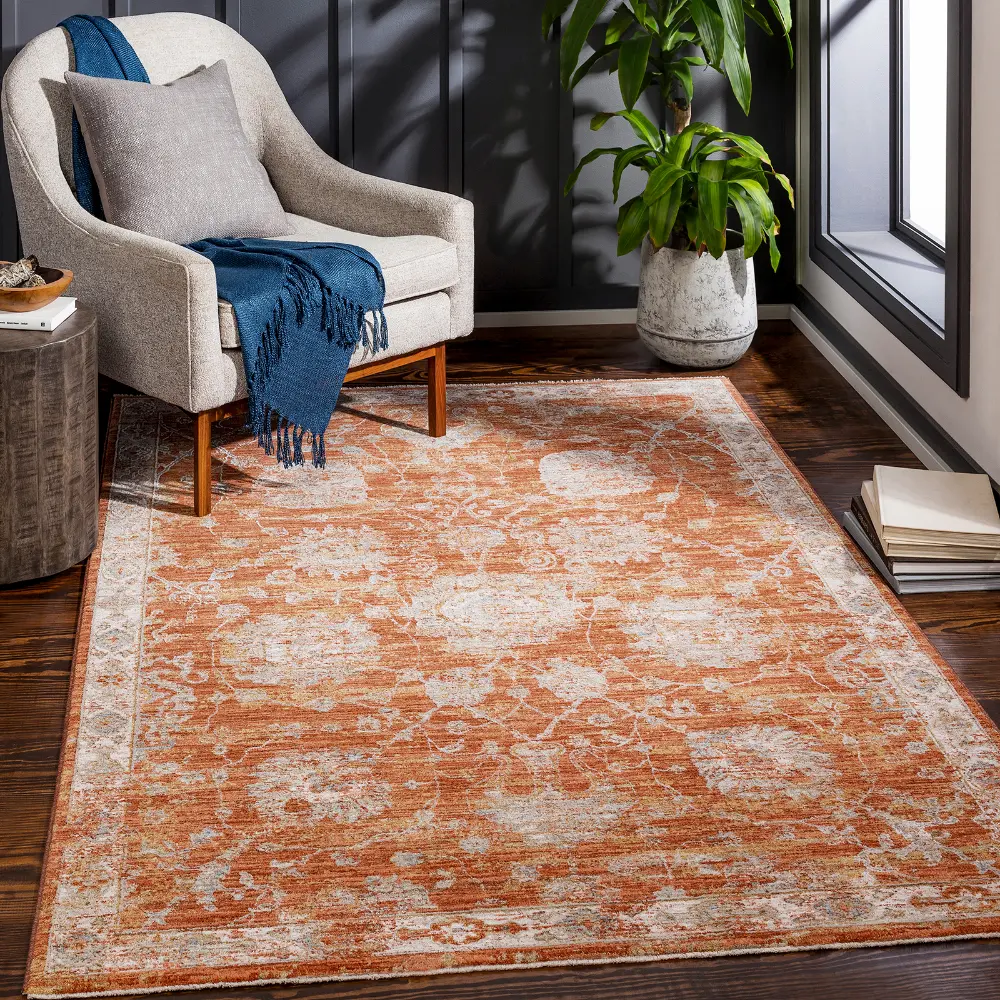 Livabliss Mirade Vintage Traditional Oriental Boho Rust Rug - Image 4