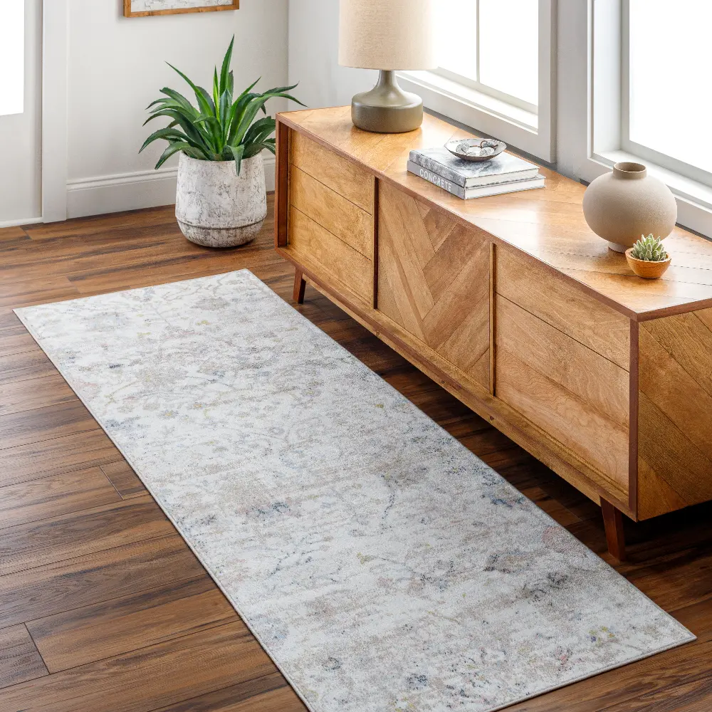 Livia Machine Washable Oriental Boho Ivory Rug - Image 9