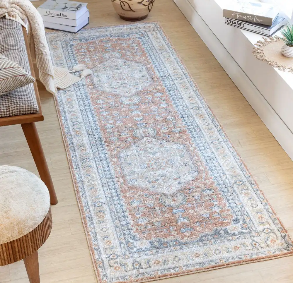 Boka Machine Washable Traditionnal Boho Burnt Orange Rug - Image 5