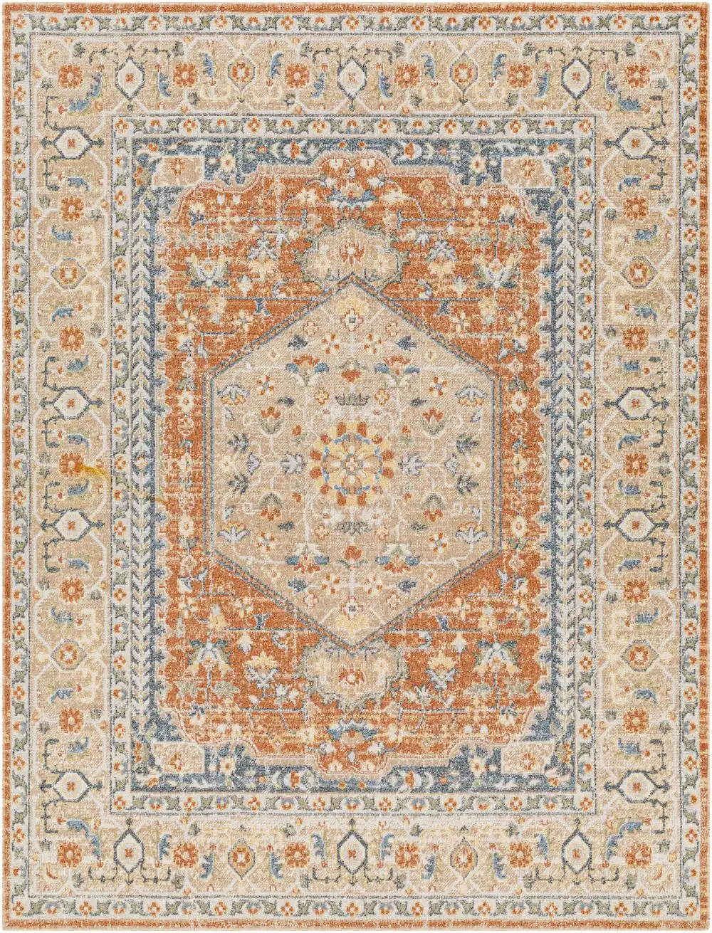Boka Machine Washable Traditionnal Boho Burnt Orange Rug - Image 7