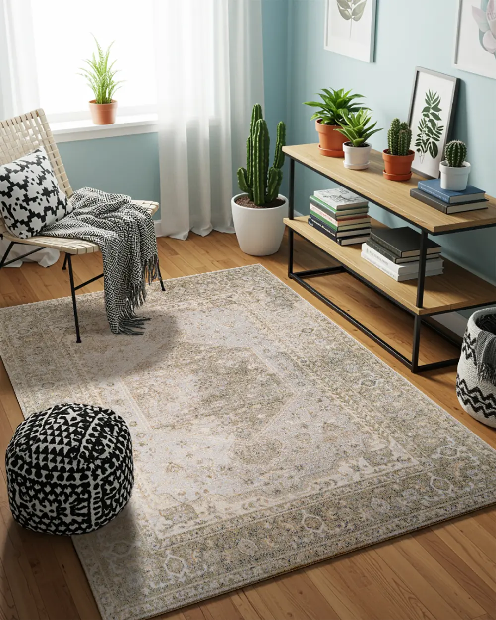 Boka Machine Washable Traditionnal Boho Camel Rug - Image 3