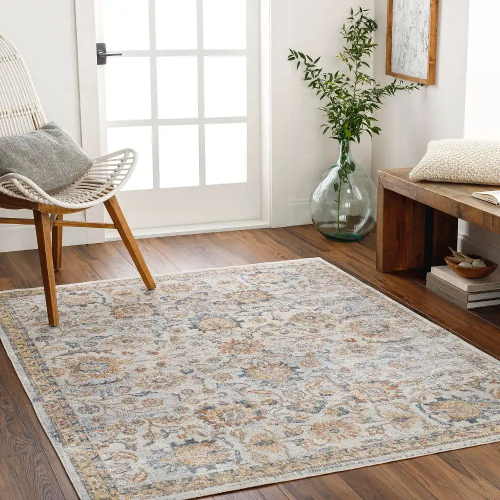 Esther Machine Washable Oriental Boho Grey/Oatmeal Rug - Image 2