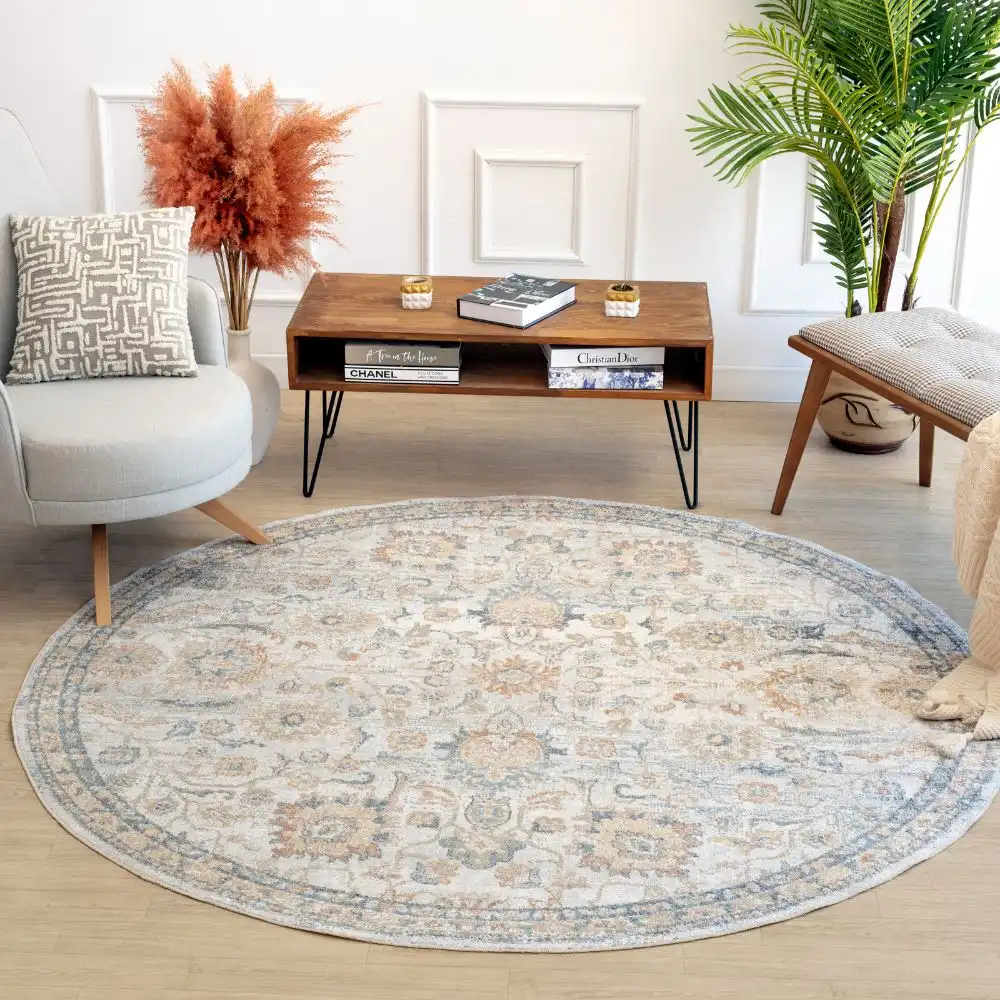 Esther Machine Washable Oriental Boho Grey/Oatmeal Rug - Image 7