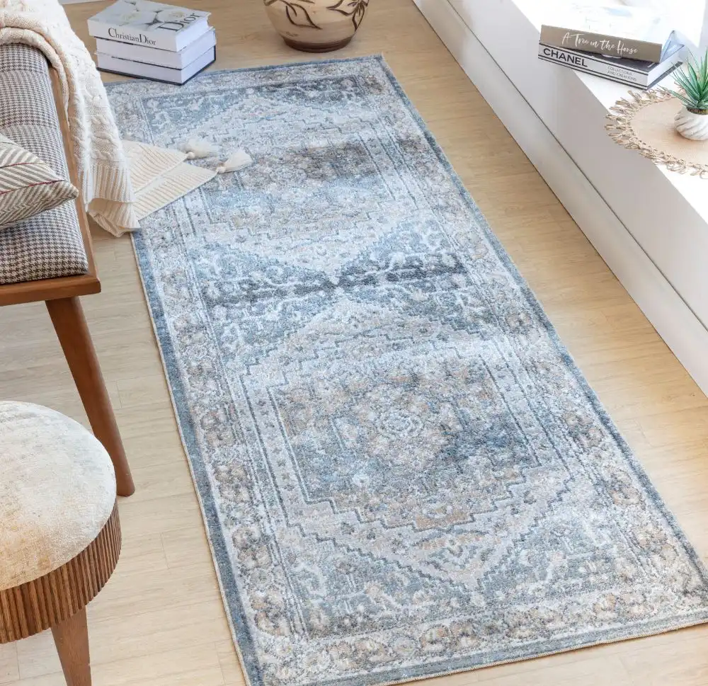 Jennifer Machine Washable Oriental Boho Navy Blue Rug - Image 4
