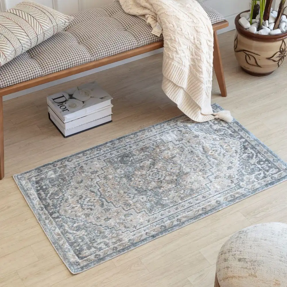 Jennifer Machine Washable Oriental Boho Navy Blue Rug - Image 7
