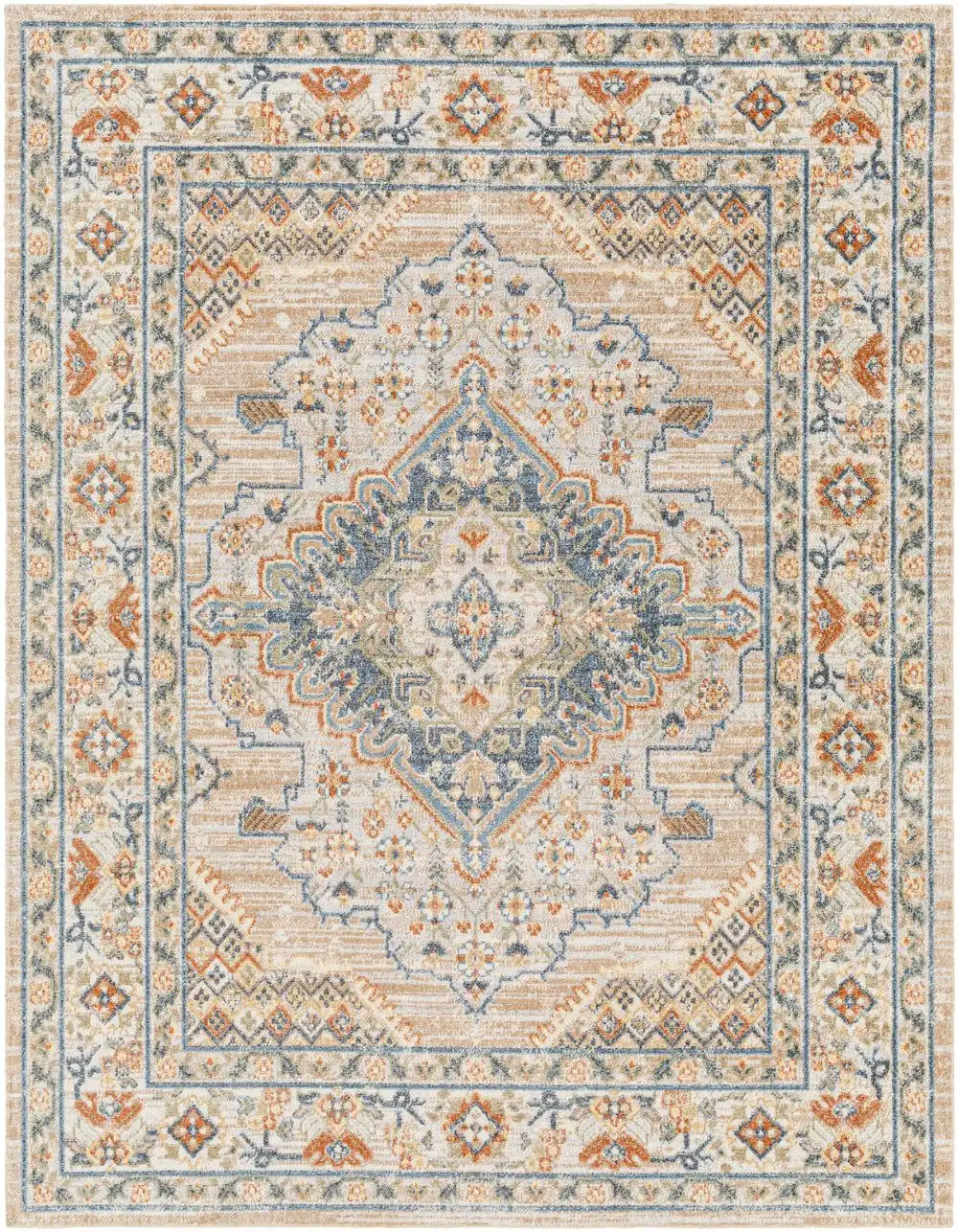 Marion Machine Washable Oriental Boho Oatmeal/Rust Rug - Image 6