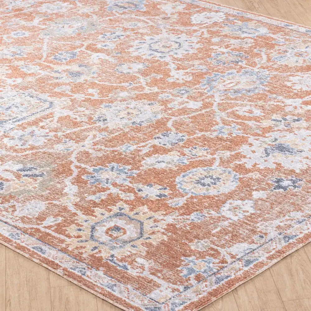 Ruby Machine Washable Oriental Boho Burnt Orange Rug - Image 8