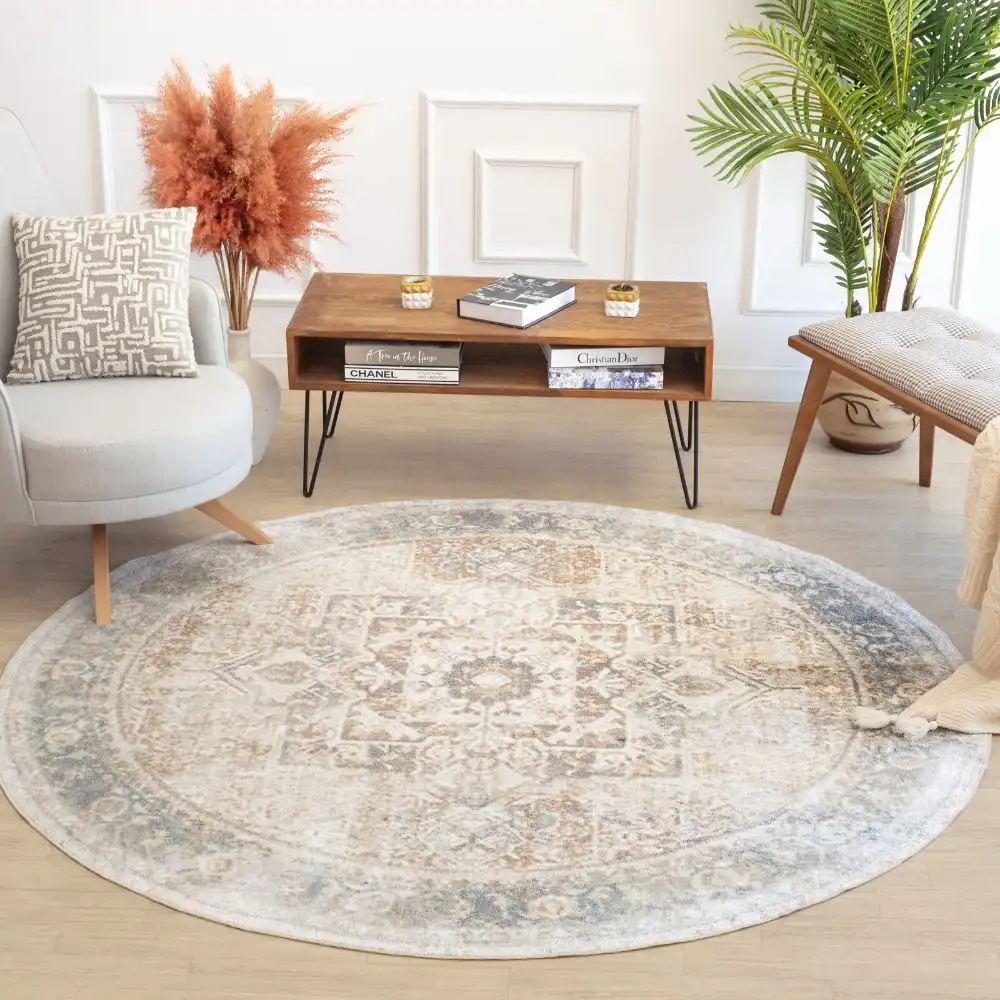 Alora Machine Washable Oriental Boho Burnt Orange Rug - Image 7