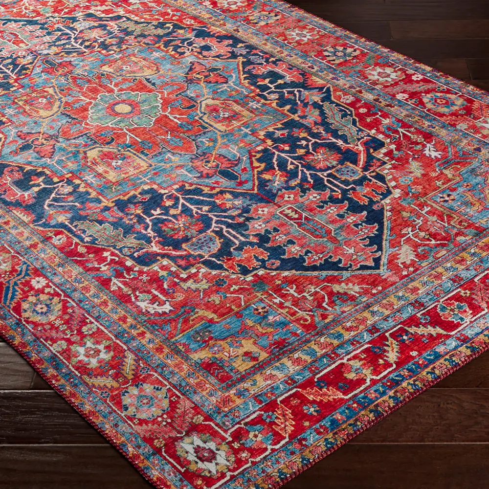 Loredana Vintage Oriental Boho Bright Red Rug - Image 4