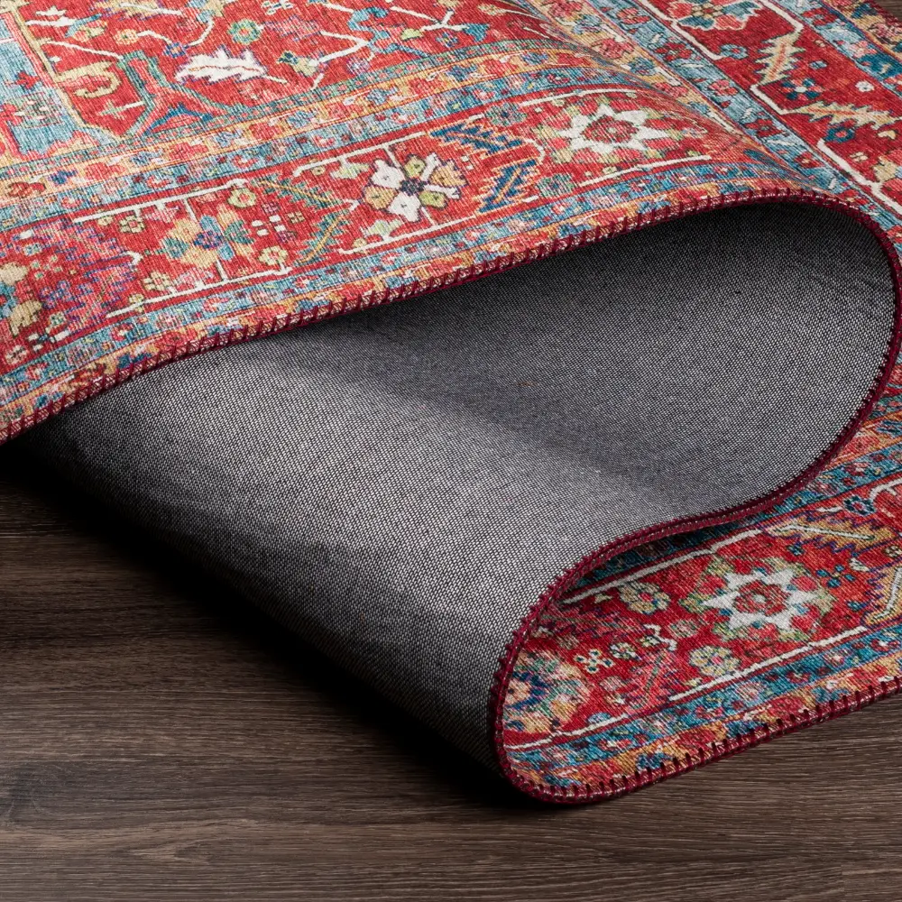 Loredana Vintage Oriental Boho Bright Red Rug - Image 5