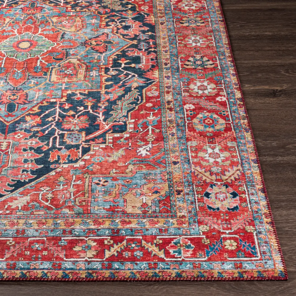 Loredana Vintage Oriental Boho Bright Red Rug - Image 6