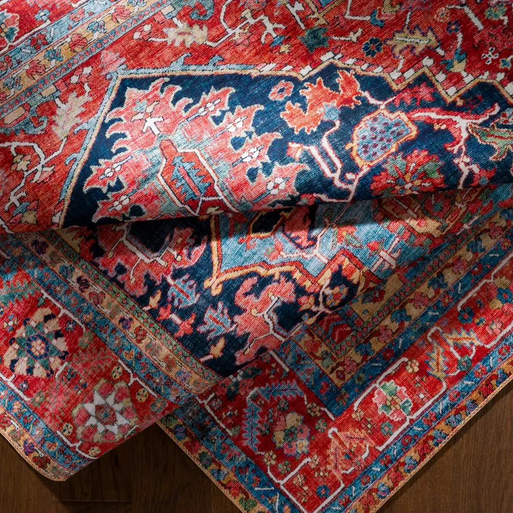 Loredana Vintage Oriental Boho Bright Red Rug - Image 9