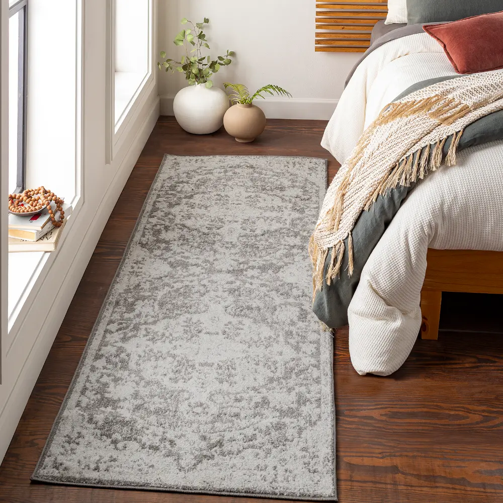 Lou Vintage Oriental Boho Charcoal Rug - Image 2