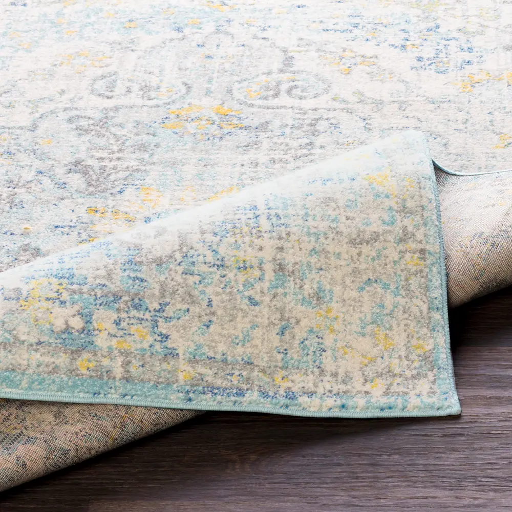 Lou Vintage Oriental Boho Cream/Teal/Yellow Rug - Image 10