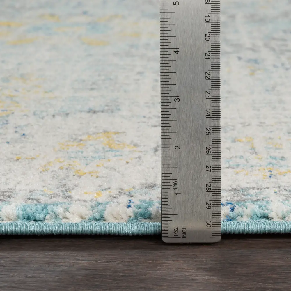 Lou Vintage Oriental Boho Cream/Teal/Yellow Rug - Image 4