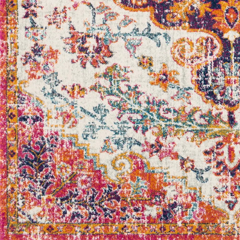 Lou Vintage Oriental Boho Neon Pink Rug - Image 10