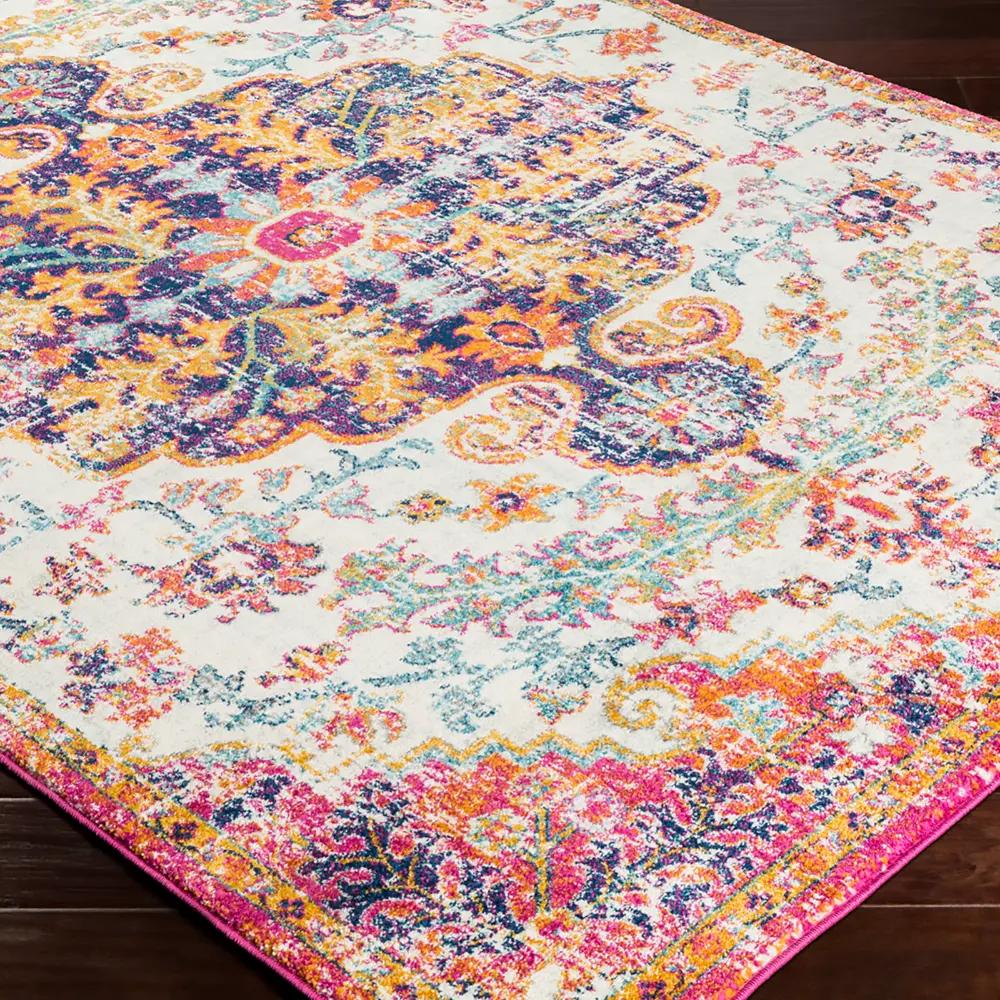 Lou Vintage Oriental Boho Neon Pink Rug - Image 5