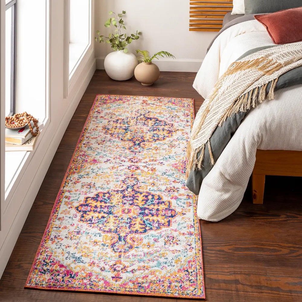 Lou Vintage Oriental Boho Neon Pink Rug - Image 6