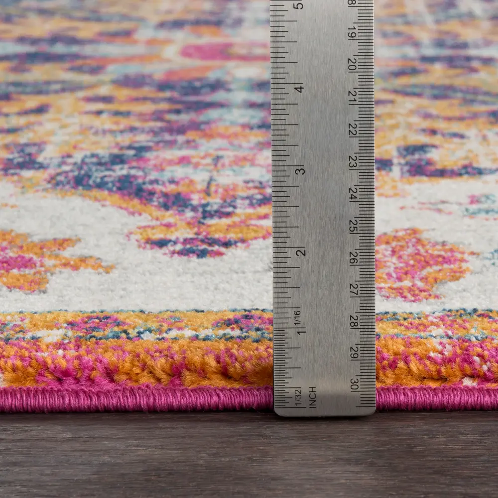 Lou Vintage Oriental Boho Neon Pink Rug - Image 9