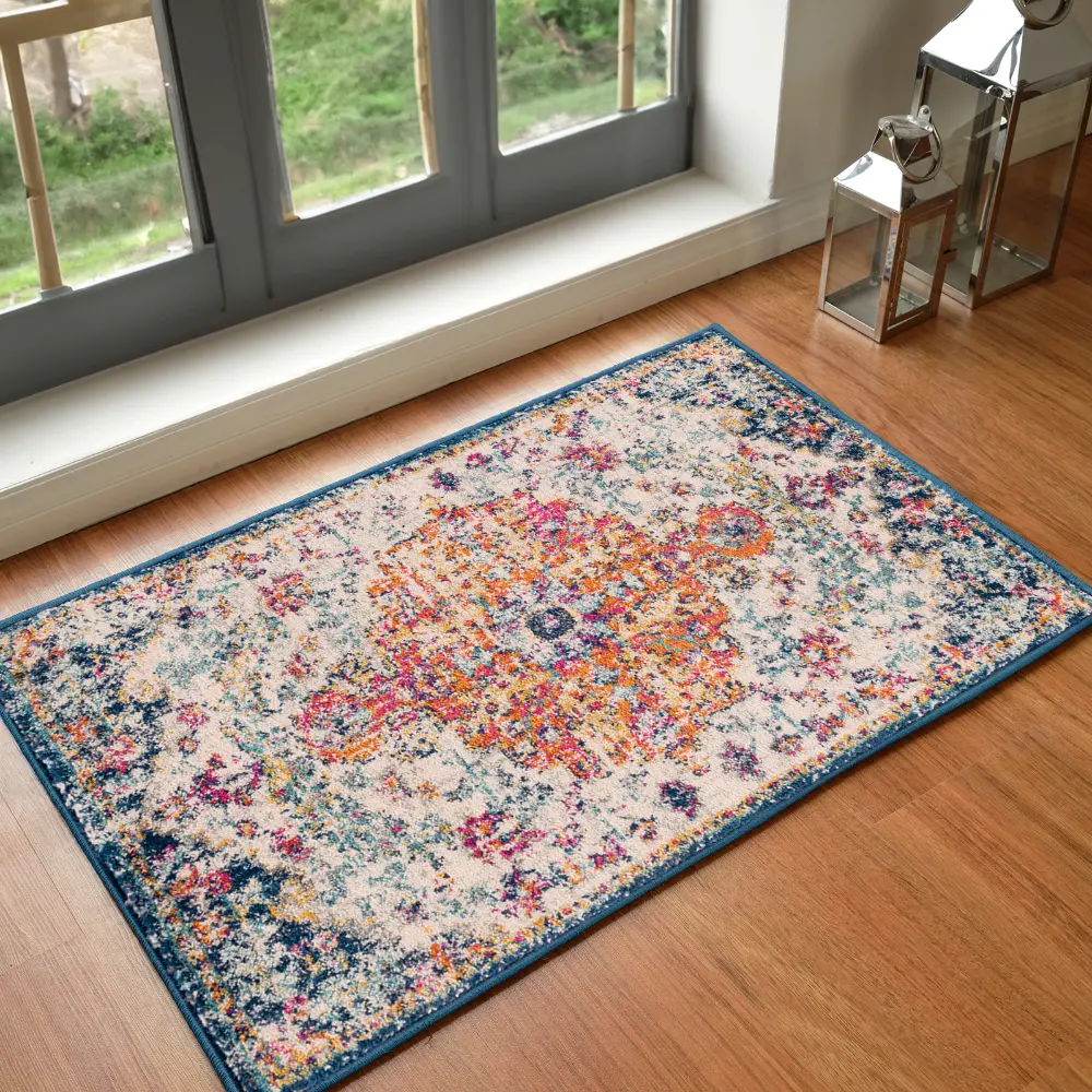 Lou Vintage Oriental Boho Saffron/Navy Rug - Image 13