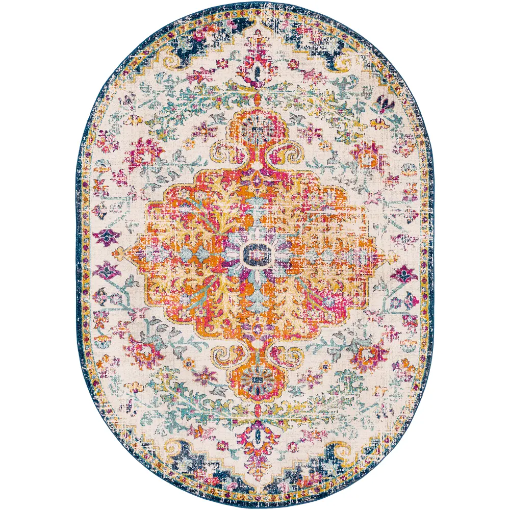 Lou Vintage Oriental Boho Saffron/Navy Rug - Image 17
