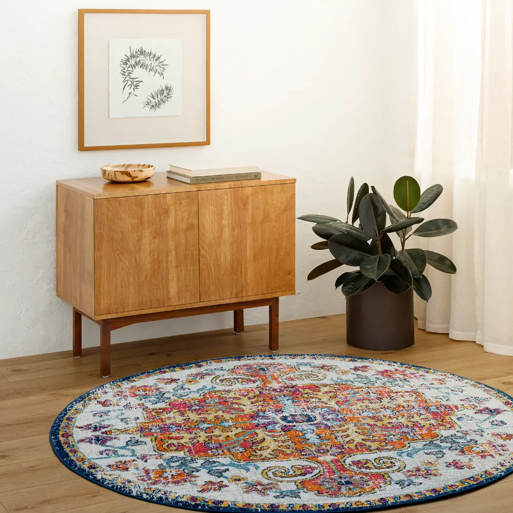 Lou Vintage Oriental Boho Saffron/Navy Rug - Image 3