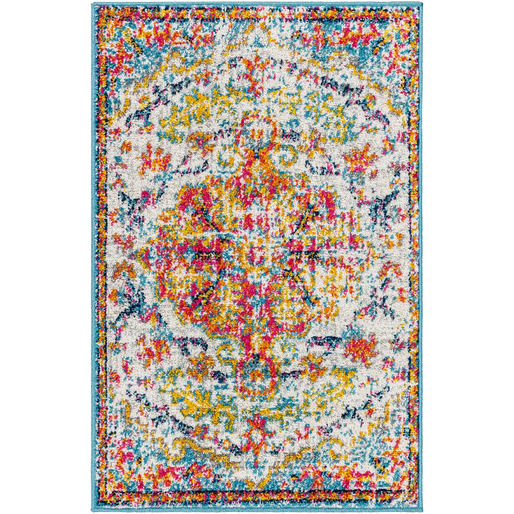 Lou Vintage Oriental Boho Saffron/Teal Rug - Image 11