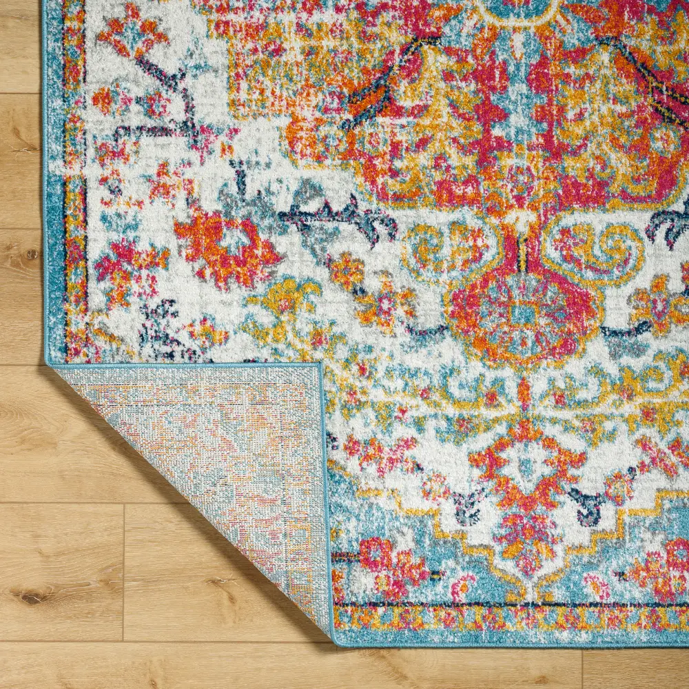Lou Vintage Oriental Boho Saffron/Teal Rug - Image 5