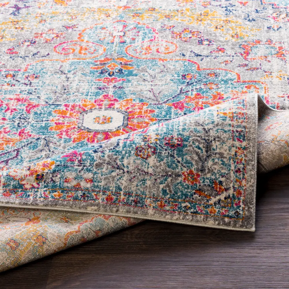 Lou Vintage Oriental Boho Teal/Beige Rug - Image 10