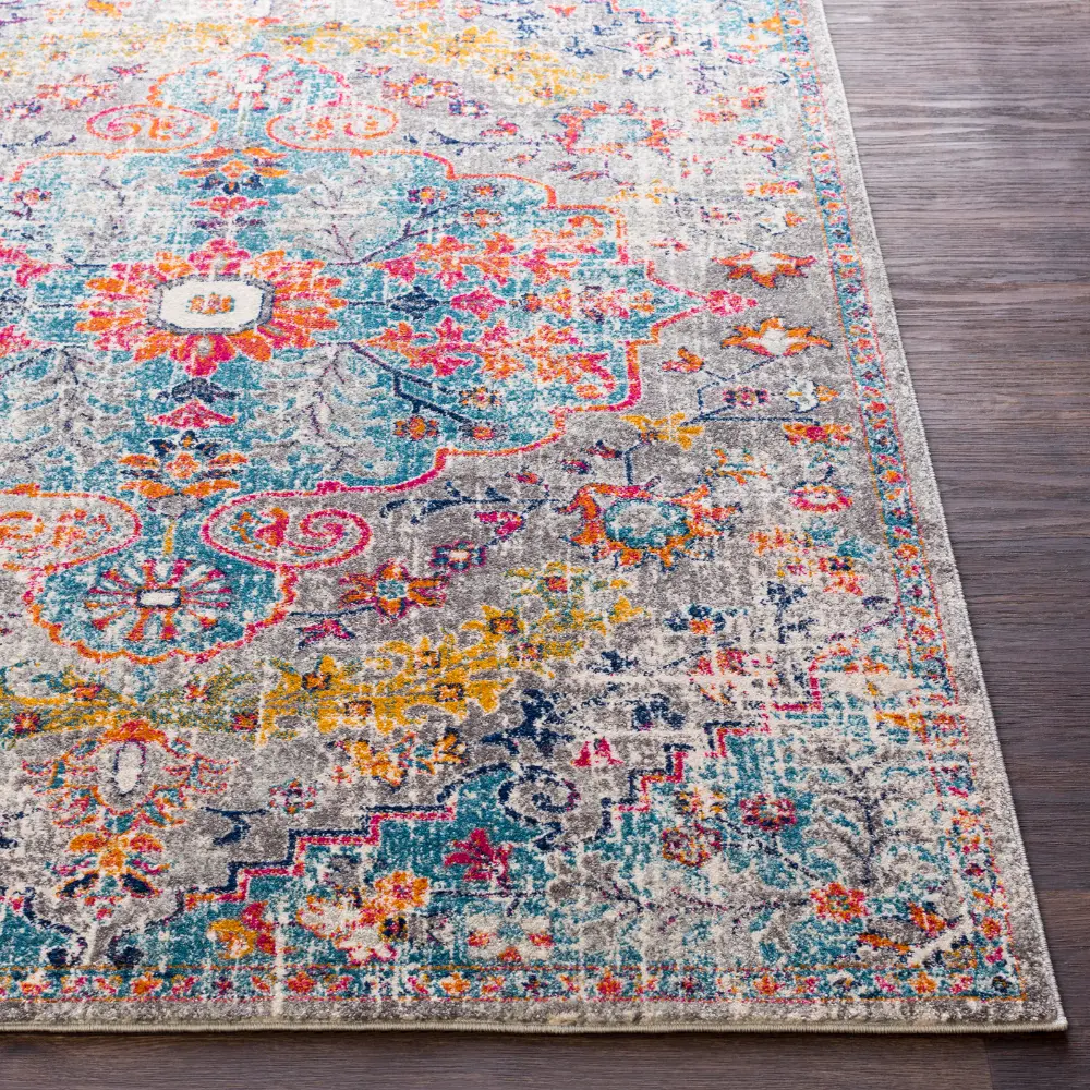 Lou Vintage Oriental Boho Teal/Beige Rug - Image 11