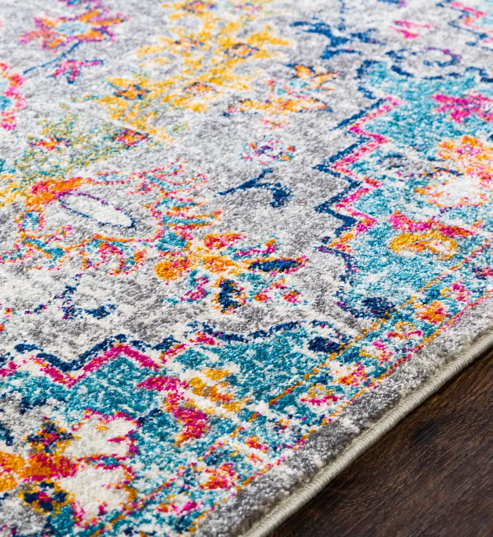 Lou Vintage Oriental Boho Teal/Beige Rug - Image 14