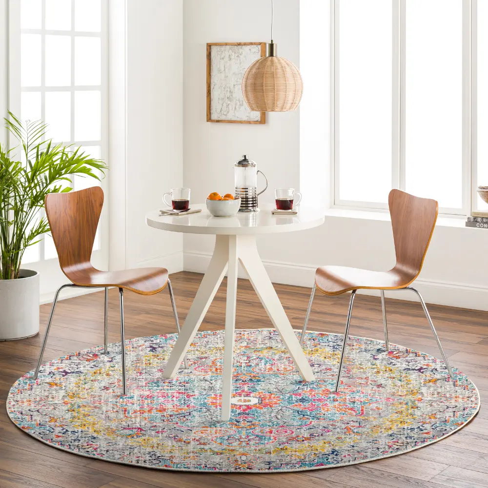 Lou Vintage Oriental Boho Teal/Beige Rug - Image 4