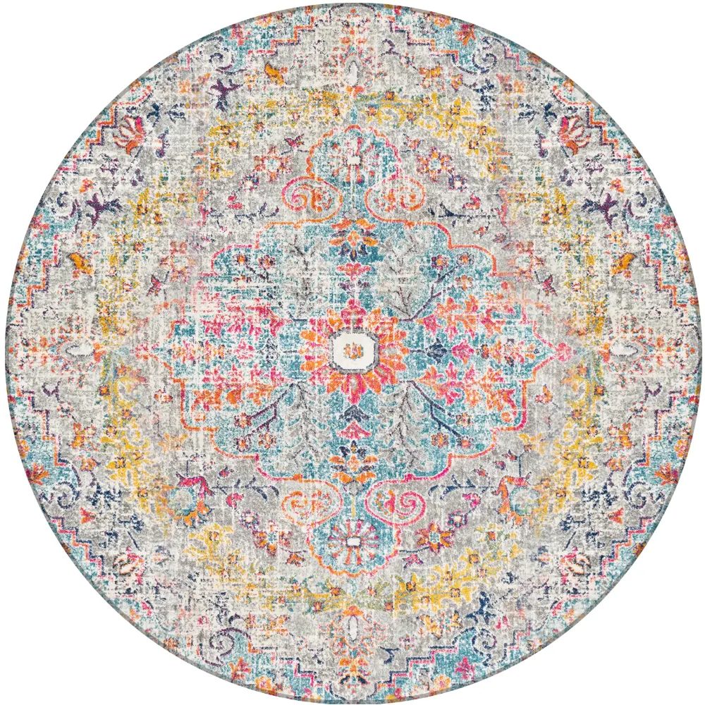 Lou Vintage Oriental Boho Teal/Beige Rug - Image 5