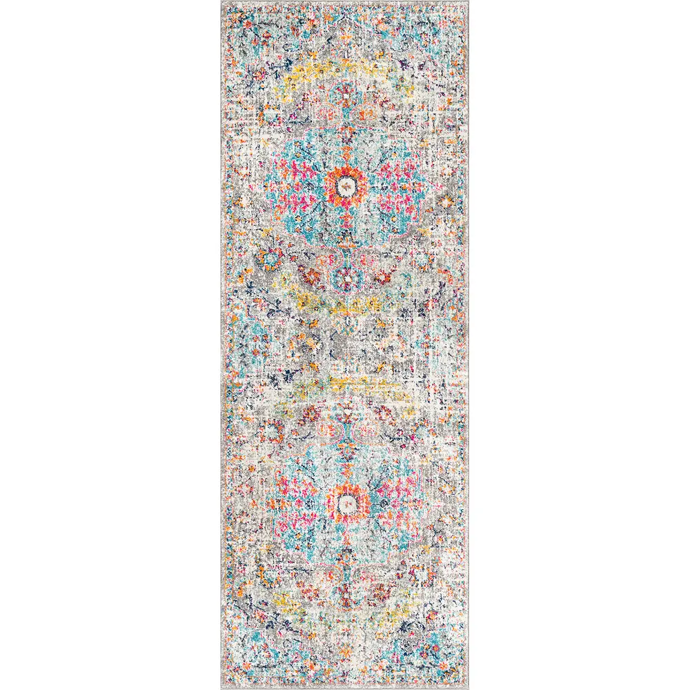 Lou Vintage Oriental Boho Teal/Beige Rug - Image 6