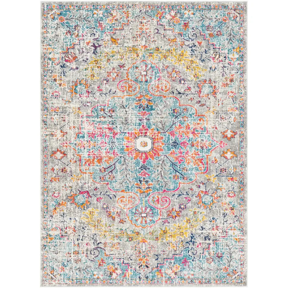 Lou Vintage Oriental Boho Teal/Beige Rug - Image 7