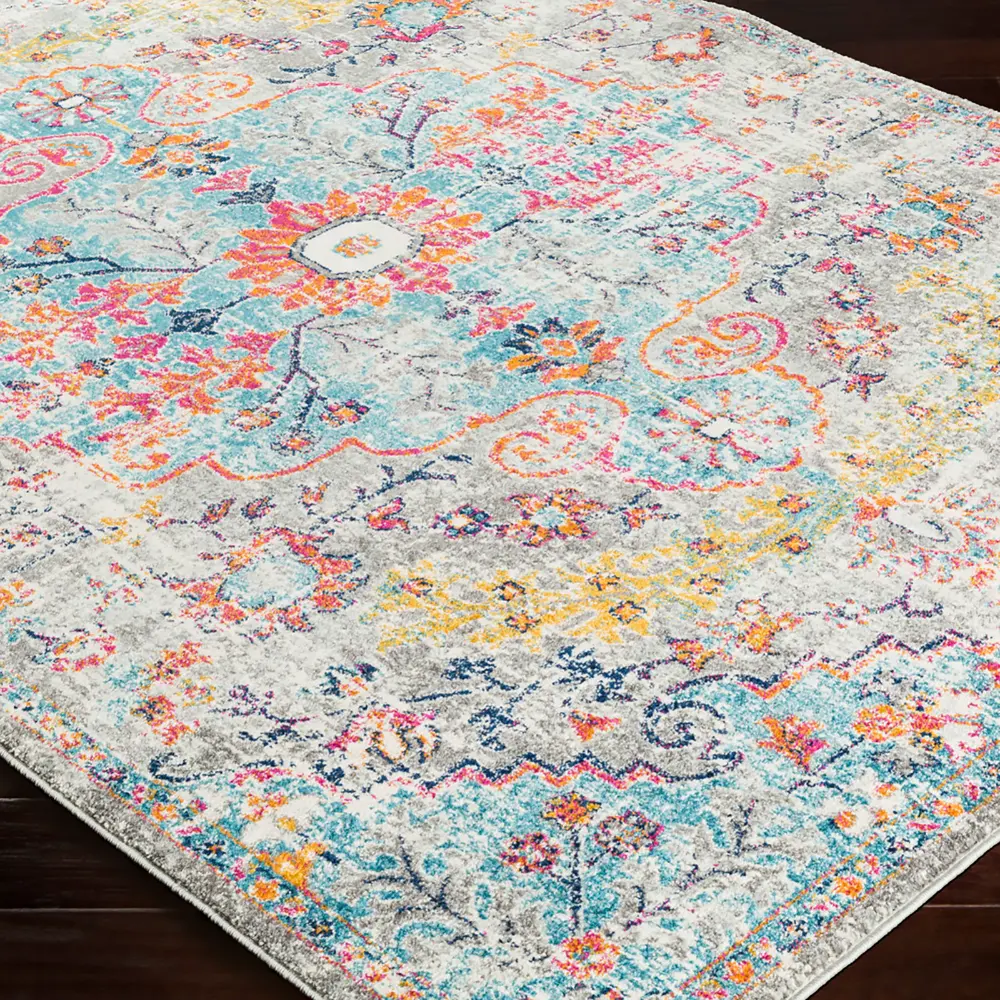 Lou Vintage Oriental Boho Teal/Beige Rug - Image 8