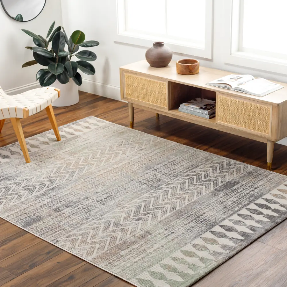 Louna Scandi Geometric Dark Grey Rug