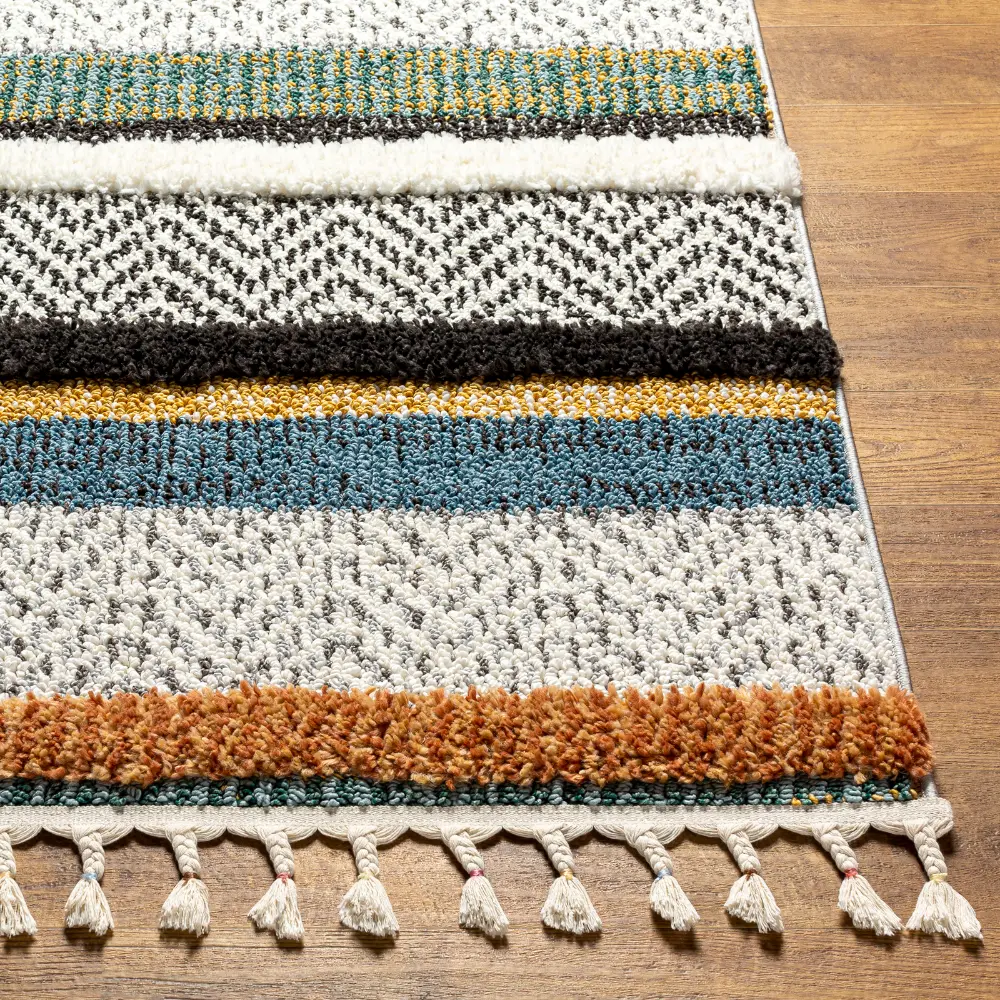 Luciana Shaggy Modern Boho Plush Pile Cream Rug - Image 4