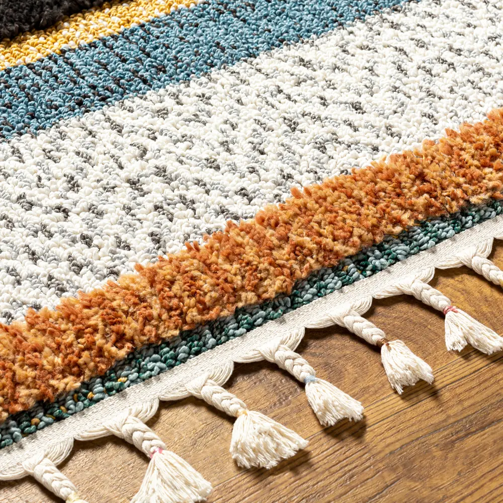 Luciana Shaggy Modern Boho Plush Pile Cream Rug - Image 7