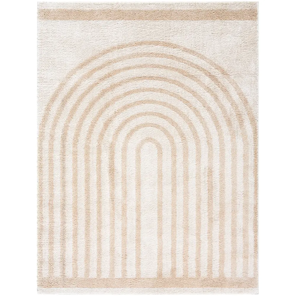 Lucile Machine Washable Modern Shaggy Beige Rug - Image 4