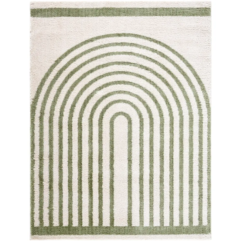 Lucile Machine Washable Modern Shaggy Grass Green Rug - Image 4