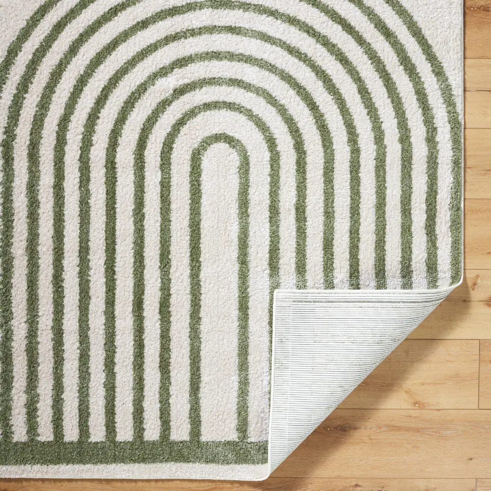 Lucile Machine Washable Modern Shaggy Grass Green Rug - Image 6