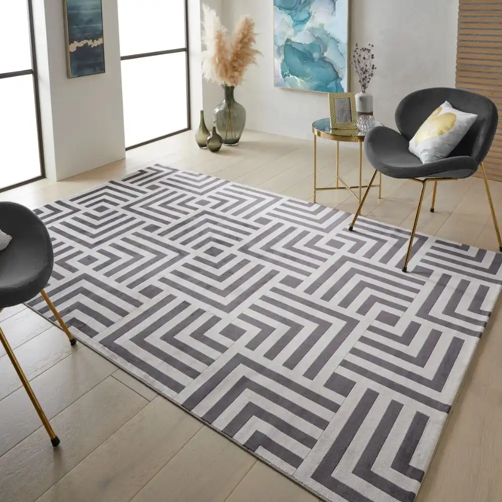 Lugano LUG01 Light Grey Anthracite Rug - Image 2