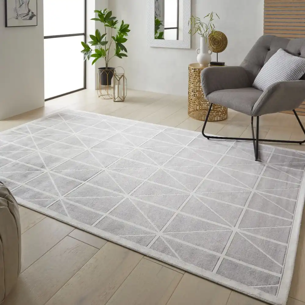 Lugano LUG02 Light Grey Ivory Rug - Image 2